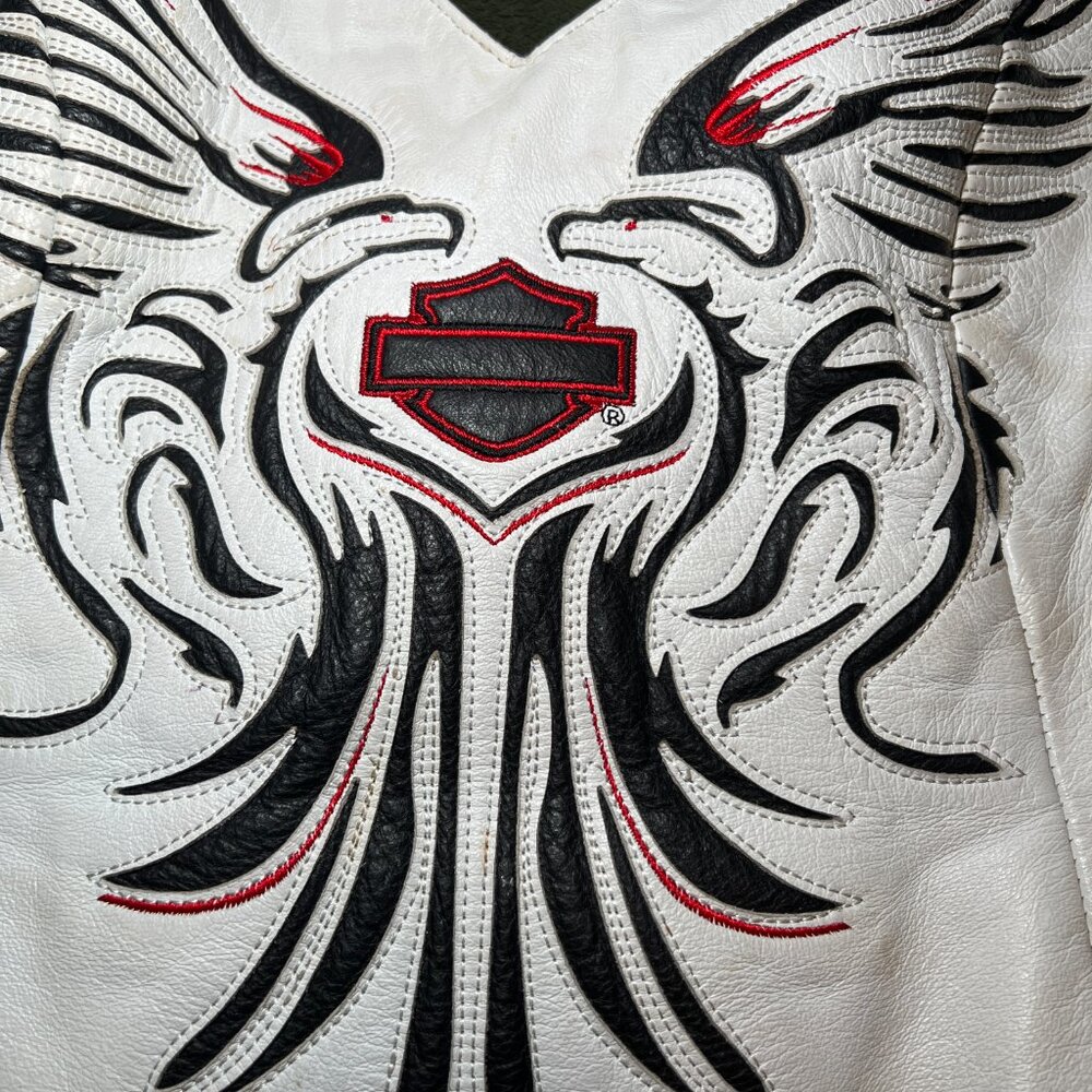 90's Vintage Harley Davidson White Leather Halter Top - Picture 3 of 7